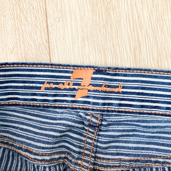 7 For All Mankind Blue Striped Vintage Railroad Bootcut Jeans - Picture 8 of 9